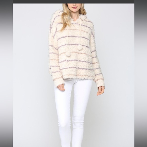 Vanilla Sky Fate Fuzzy Striped Hooded Sweater Fate Sz small - Picture 4 of 8